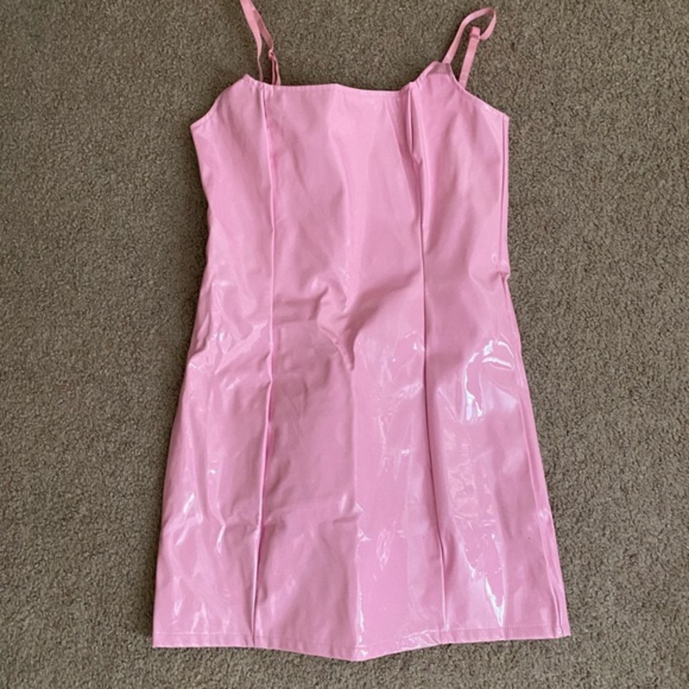 Baby Pink PU Bodycon Dress
